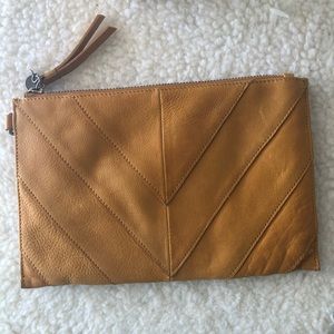 Lucky Brand Rayla Leather Wristlet Saffron Brown